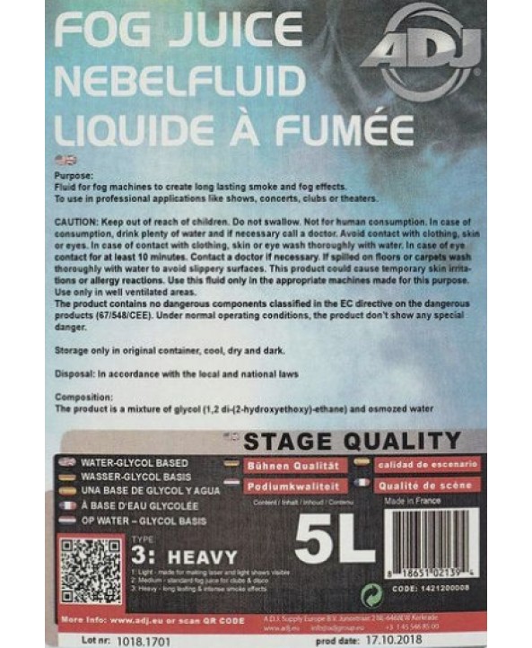 Lichid fum ADJ Fog juice 3 heavy - 5 Litri